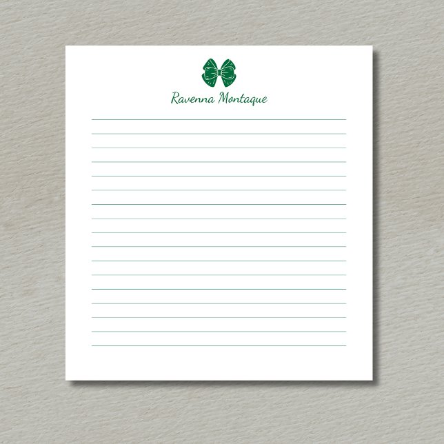 Bloc-note Papier ligné à nom personnalisé avec ruban vert si (Créateur téléchargé)