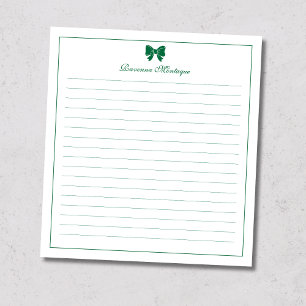 Bloc-note Papier ligné avec bordure en ruban vert bouteille 