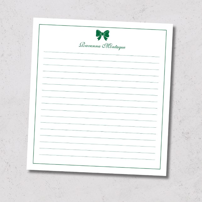 Bloc-note Papier ligné avec bordure en ruban vert bouteille  (Créateur téléchargé)