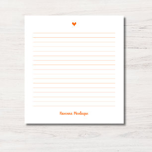 Bloc-note Papier ligné avec nom manuscrit et petit cœur oran