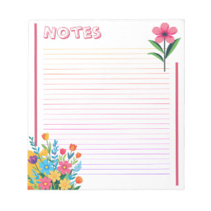 Bloc-note Papier ligné floral frais et coloré de printemps