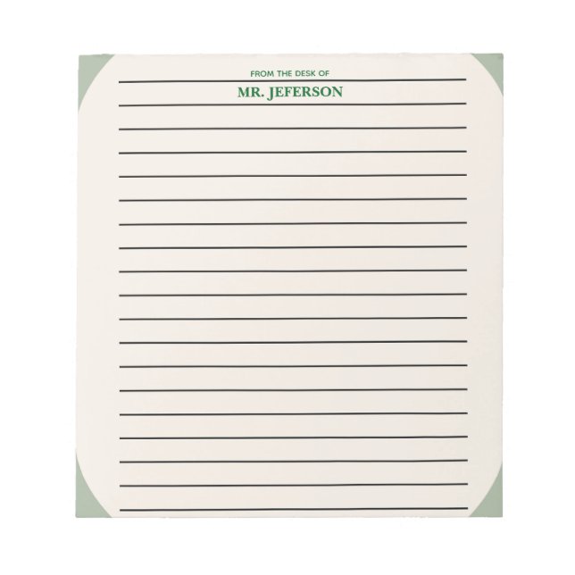 Bloc-note Papier ligné pour enseignant Clean Green depuis le (Devant)