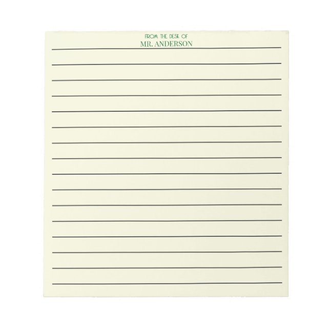 Bloc-note Papier ligné pour enseignant vert clair du bureau  (Devant)