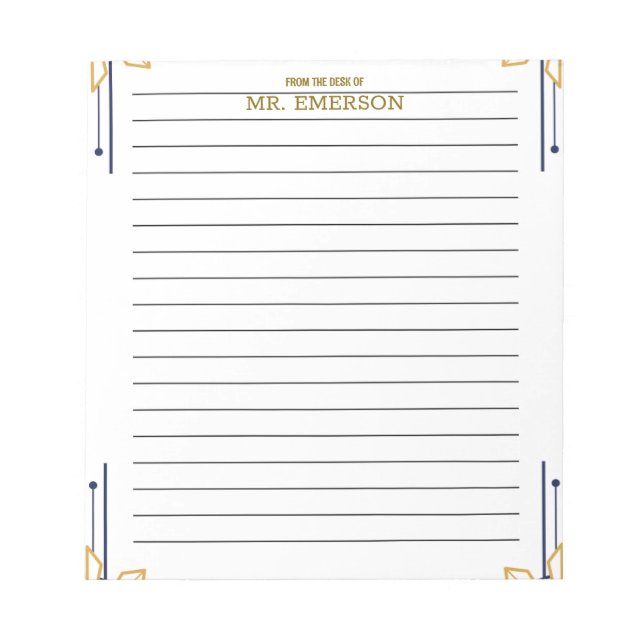 Bloc-note Papier ligné spécial pour enseignant de la part de (Devant)