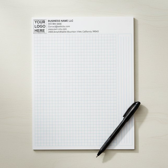 Bloc-note Papier millimétré d'ingénierie avec logo d'entrepr (custom graph pads for business, corporate branded engineering paper, logo grid paper for office)