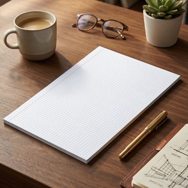 Bloc-note Papier Millimétré Fond Feuille De Graphique Mathém (Blue Squared Grid Paper Background Mathematics Graph Sheet Stationery Design)