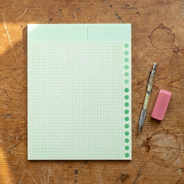 Bloc-note Papier millimétré vert (quadrillé en pouces) à gri (promotional green Engineering Graph Pad ruled Company math)