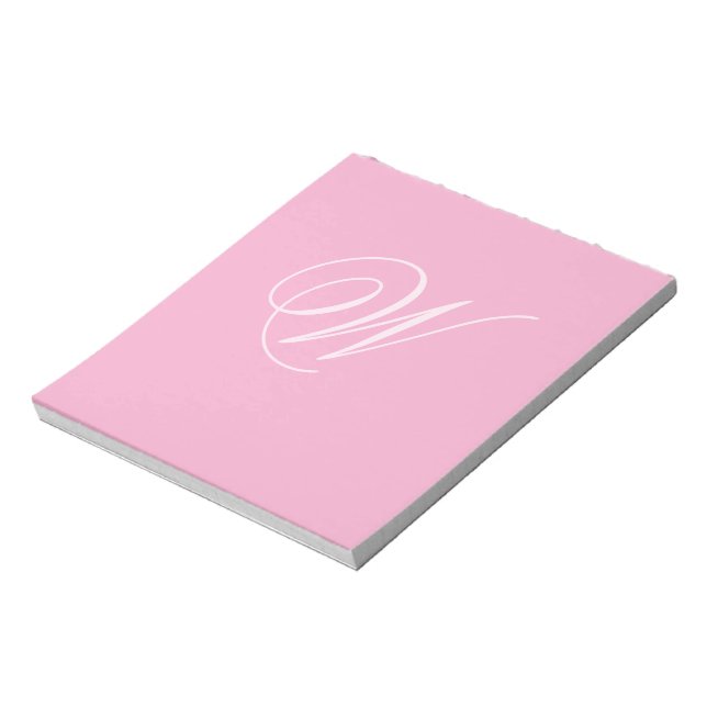 Bloc-note Papier personnalisé avec monogramme simple et rose (Tourné)