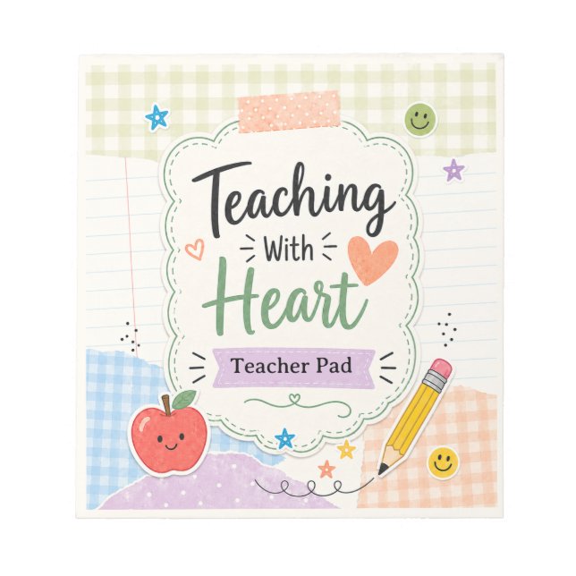 Bloc-note Papier Personnalisé Gingham Pastel Pour Enseigneme (Devant)