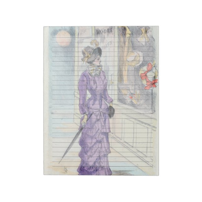 Bloc-note Papier réglé large - Robe de mode victorienne vint (Tourné)