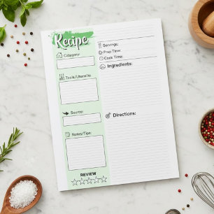 Bloc-note Papiers de recette de page pleine vierges et trans