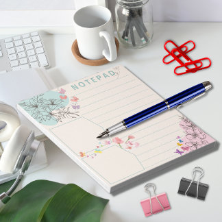 Bloc-note Papillon à fleurs avec thème vert rose ligne point