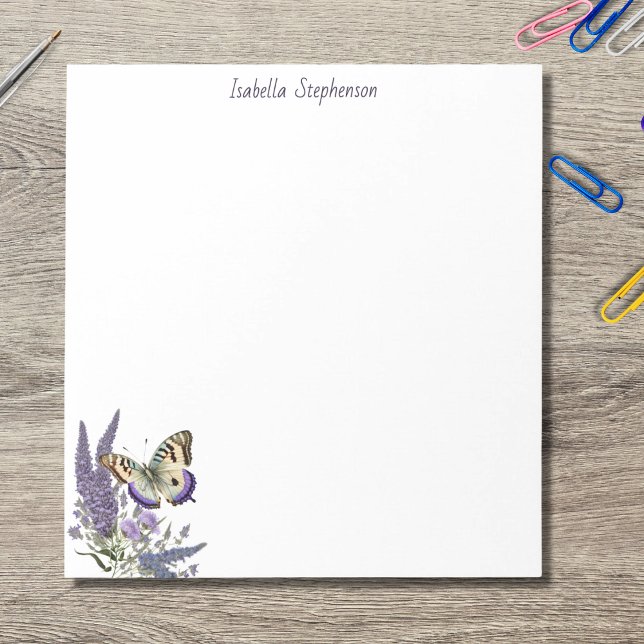 Bloc-note Papillon aquarelle élégant floral lavande  (Créateur téléchargé)