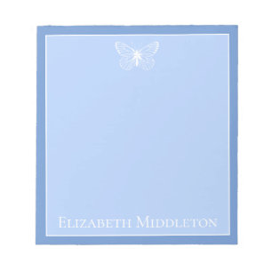 Bloc-note Papillon bleu et blanc Personnalisé