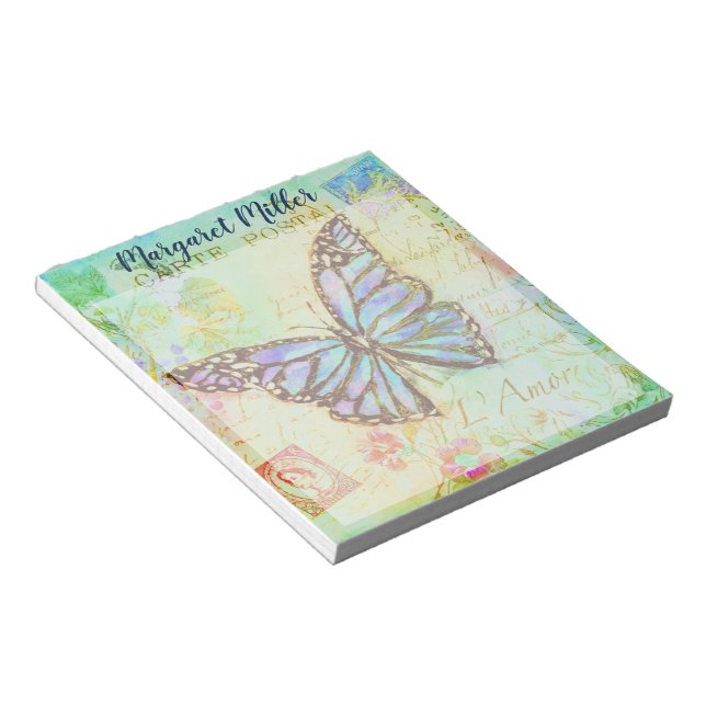 Bloc-note Papillon bleu vintage (Incliné)
