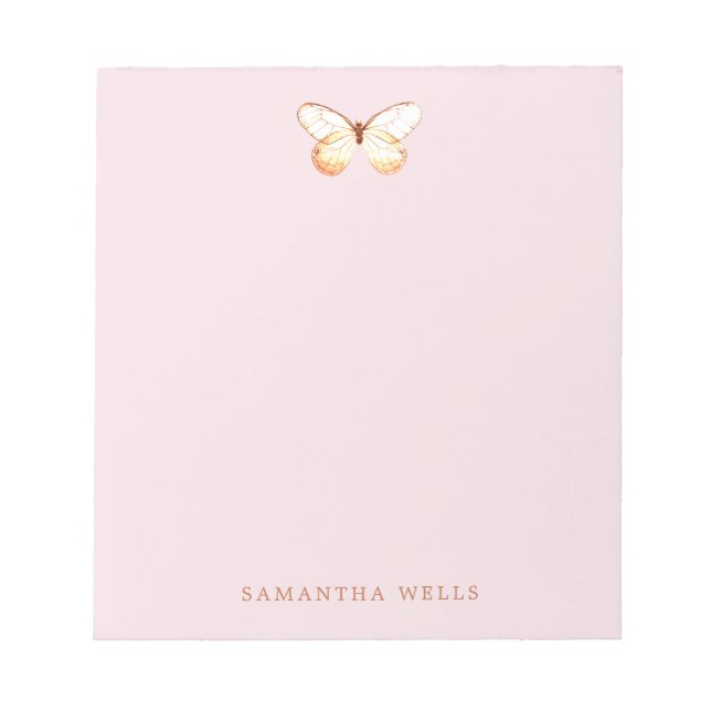 Bloc-note Papillon élégant rose personnalisé  (Devant)