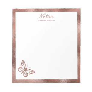 Bloc-note Papillon et texte personnalisé en feuille de faux