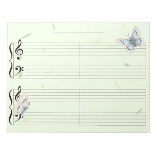 Bloc-note Papillon Grande Portée Règle Extra Large Musique E