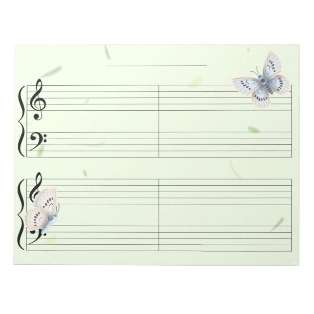 Bloc-note Papillon Grande Portée Règle Extra Large Musique E (Devant)