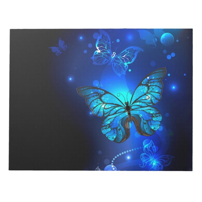 Bloc-note Papillon Morpho sur fond sombre (Devant)