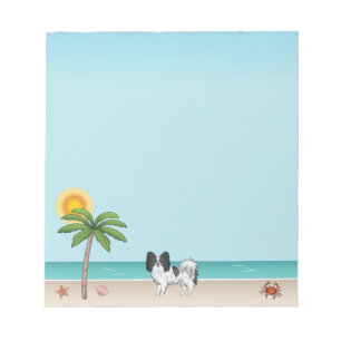 Bloc-note Papillon Noir Et Blanc Chien Plage Été Tropicale