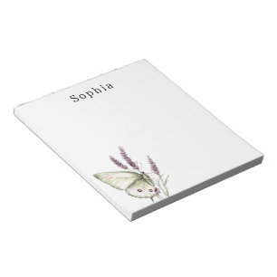 Bloc-note Papillon vert Purple Floral Nom personnalisé