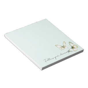 Bloc-note Papillons blancs verts menthe