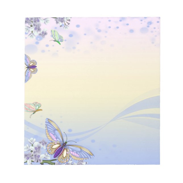 Bloc-note Papillons et fleurs jolis pastel (Devant)