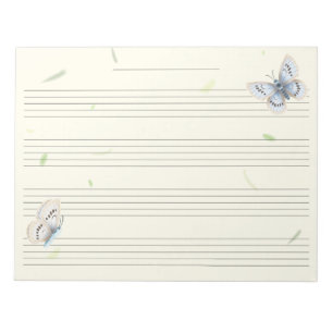 Bloc-note Papillons Extra Wide Rule Kids Music Manuscript