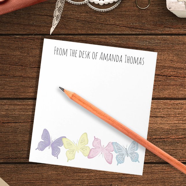 Bloc-note Papillons Personnalisés sur Mesure Pastel (Pastel butterflies custom notepad)