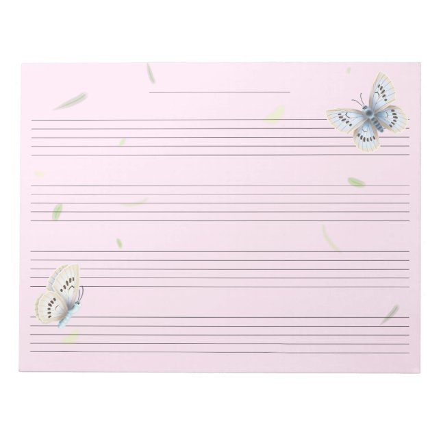 Bloc-note Papillons Règle Extra Large Musique Enfant Manuscr (Devant)