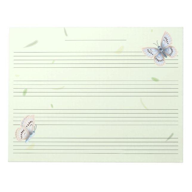 Bloc-note Papillons Règle Extra Large Musique Enfant Manuscr (Devant)