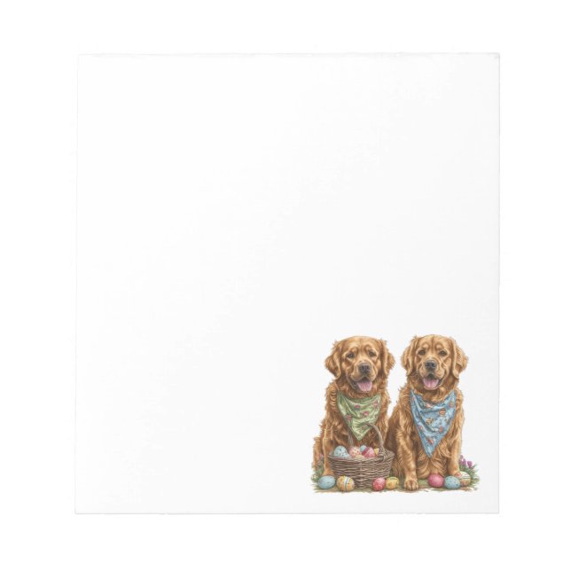 Bloc-note Pâques Golden Retriever Chiens Pâques Panier (Devant)