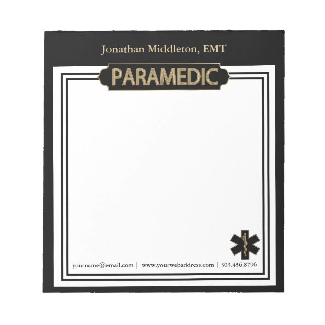 Bloc-note Paramedic - Black and Gold Notepad (Devant)