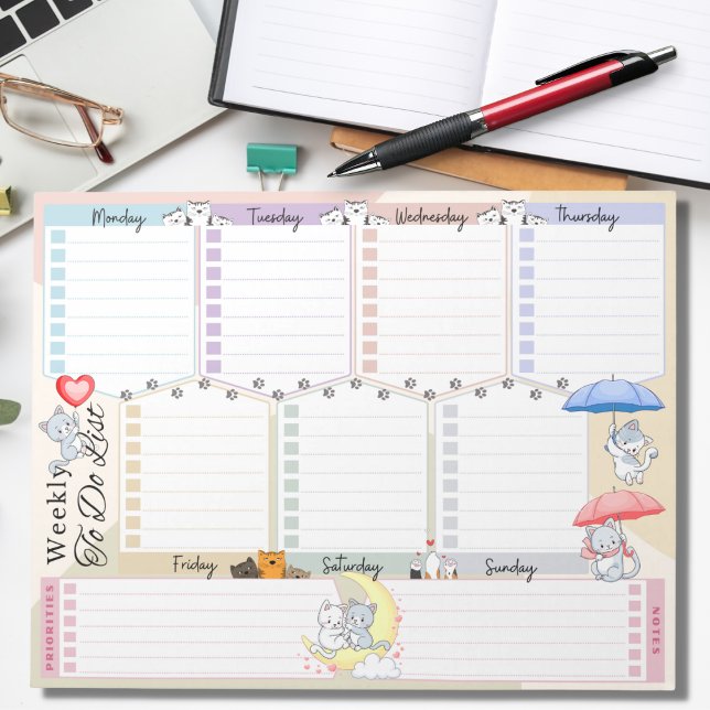 Bloc-note Parapluie de ballon de chat Multicolor hebdomadair (Créateur téléchargé)