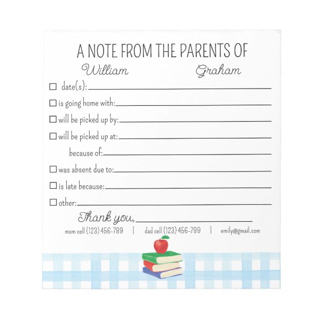 Bloc-note Pardon De L'École Notepad Parent Des Parents De (Devant)