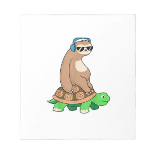 Bloc-note Paresseux à cheval sur Tortue - Cadeau de T-Shirt