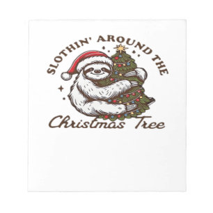Bloc-note Paresseux autour de l'arbre de Noël, Noël drôle