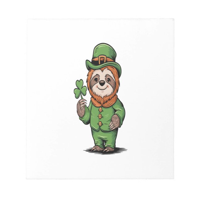 Bloc-note Paresseux Saint-Patrick irlandais chanceux (Devant)
