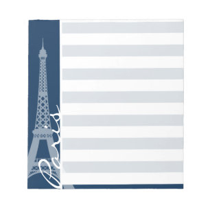Bloc-note Paris ; Rayures horizontales bleues de minuit