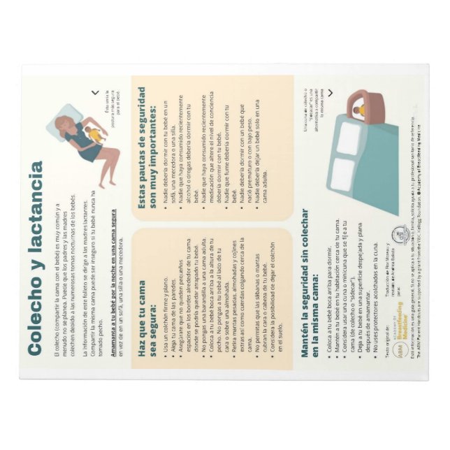 Bloc-note Partage des lits et allaitement (espagnol) (Devant)