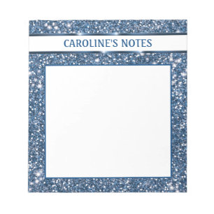 Bloc-note Parties scintillant Bleu Faux Regarder avec texte