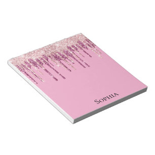 Bloc-note Parties scintillant de crème glacée rose pâle, per