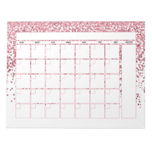Bloc-note Parties scintillant d'or rose pâle  Calendrier men