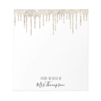 Bloc-note Parties scintillant Drippings Gold White Nom Scrip