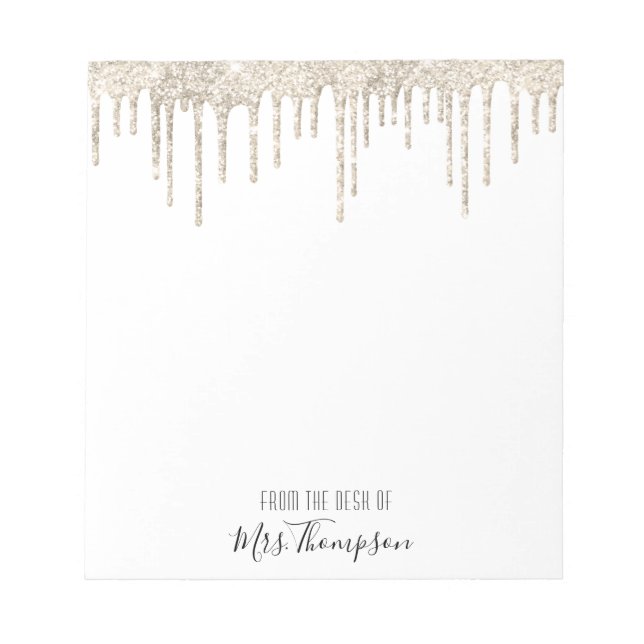 Bloc-note Parties scintillant Drippings Gold White Nom Scrip (Devant)
