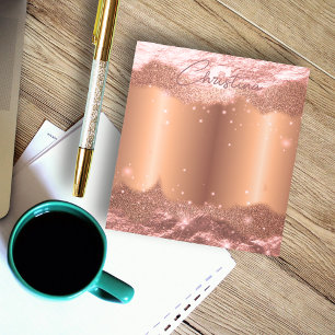 Bloc-note Parties scintillant étincelante Rose  Or Nom Et Mo