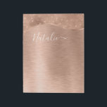 Bloc-note Parties scintillant métal Rose or personnalisé<br><div class="desc">Personnalisez facilement ce bloc-notes à motif rose or brossé métal et faux parties scintillant glamour avec votre propre nom personnalisé.</div>