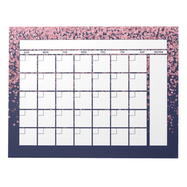Bloc-note Parties scintillant rose bleu bleu marine Calendri (Devant)