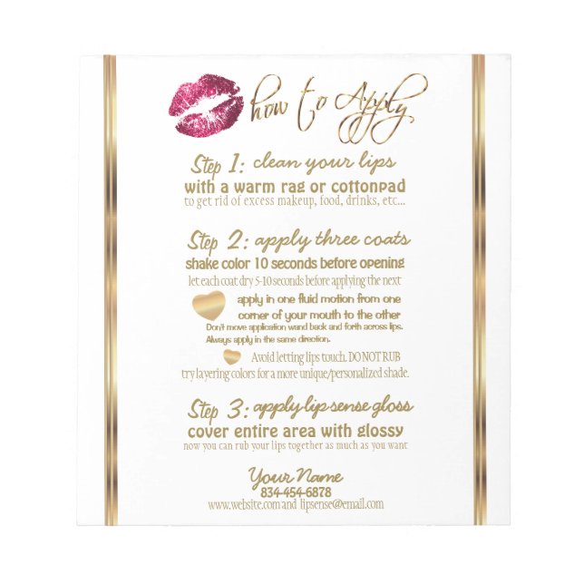 Bloc-note Parties scintillant rose chaud 💋 instructions sur (Devant)